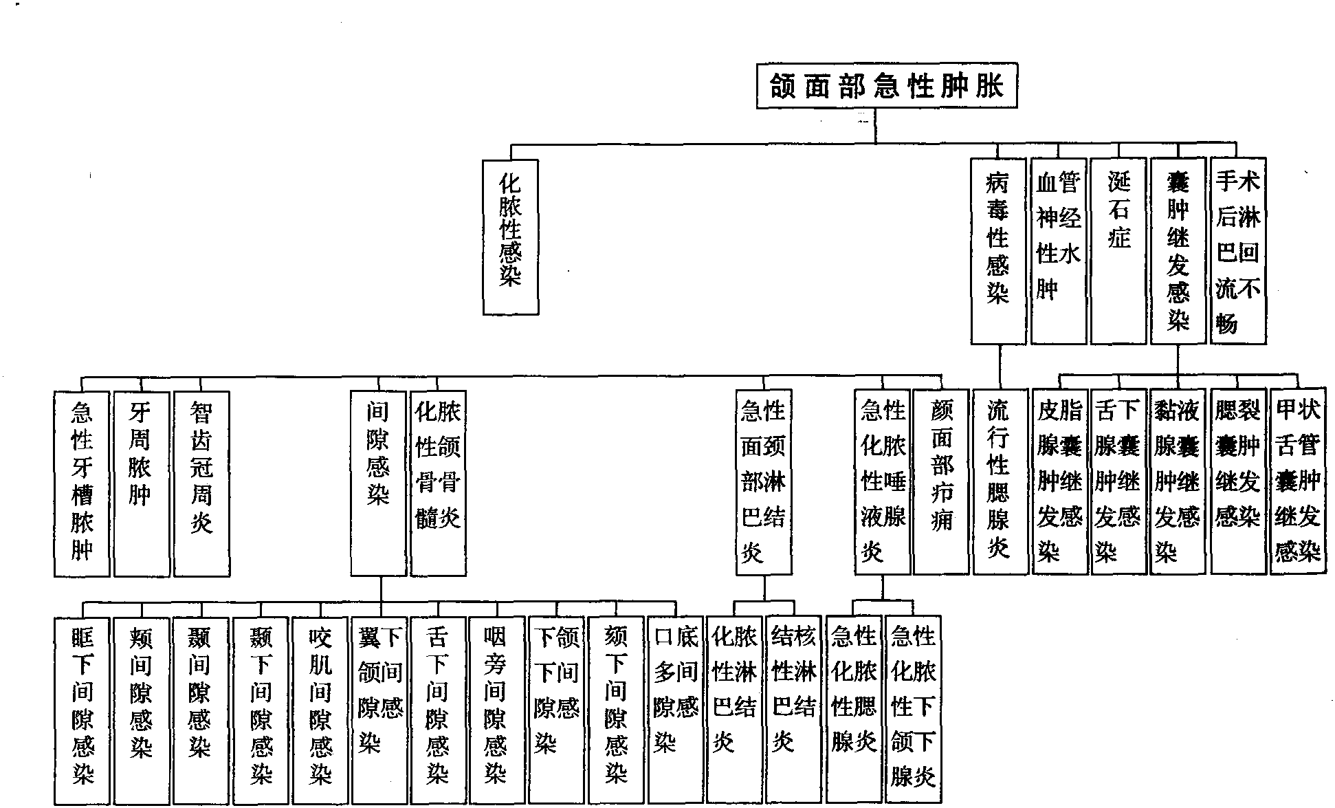 圖6-1 頜面部急性腫脹的病因分類示意圖